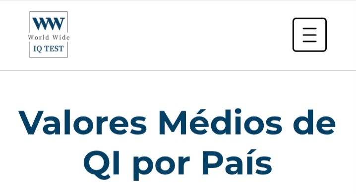 VALORES MÉDIOS DE QI – QUOCIENTE DE INTELIGÊNCIA – POR PAÍS (2024)